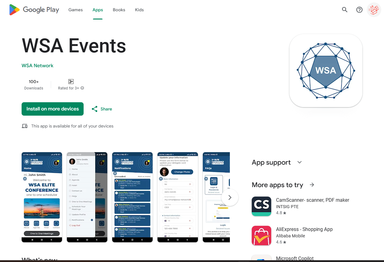 WSA Events App